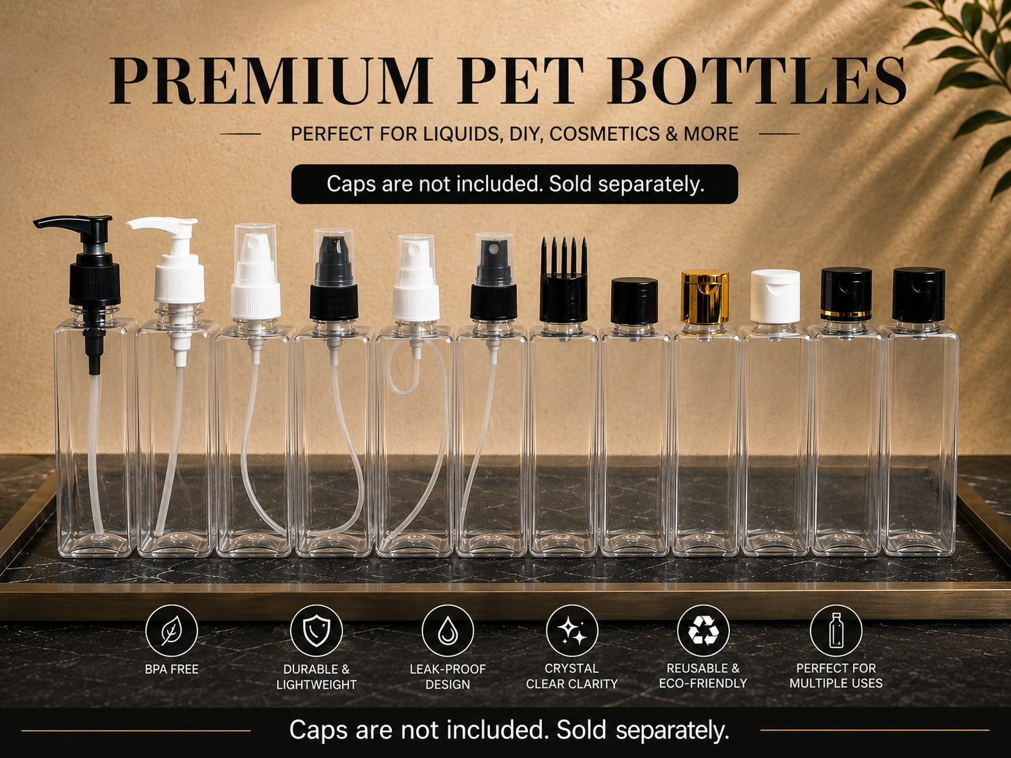 100ml SQUARE PET Bottle CLEAR - 20mm Neck