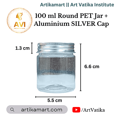 100 ml Round PET Jar + Aluminium SILVER Cap