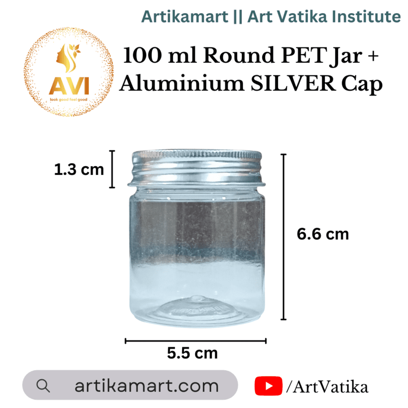 100 ml Round PET Jar + Aluminium SILVER Cap