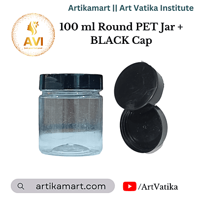 100 ml Round PET Jar + BLACK Cap