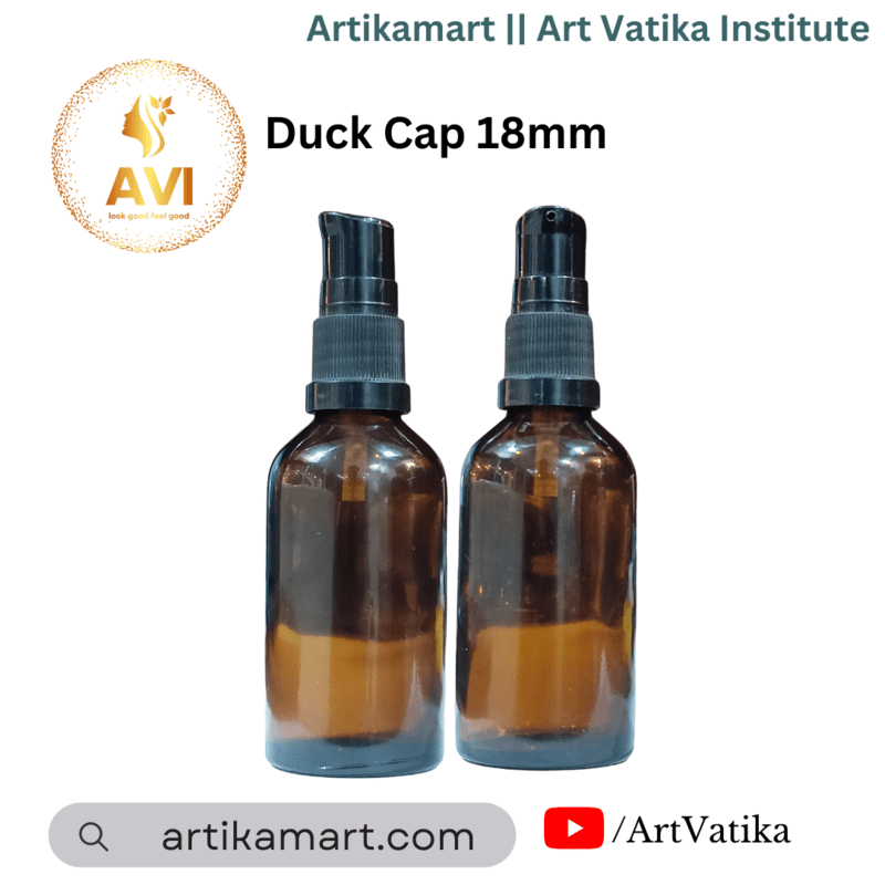 CAP DUCK Lotion PUMP 18mm Glass Serum Bottle BLACK 18/415
