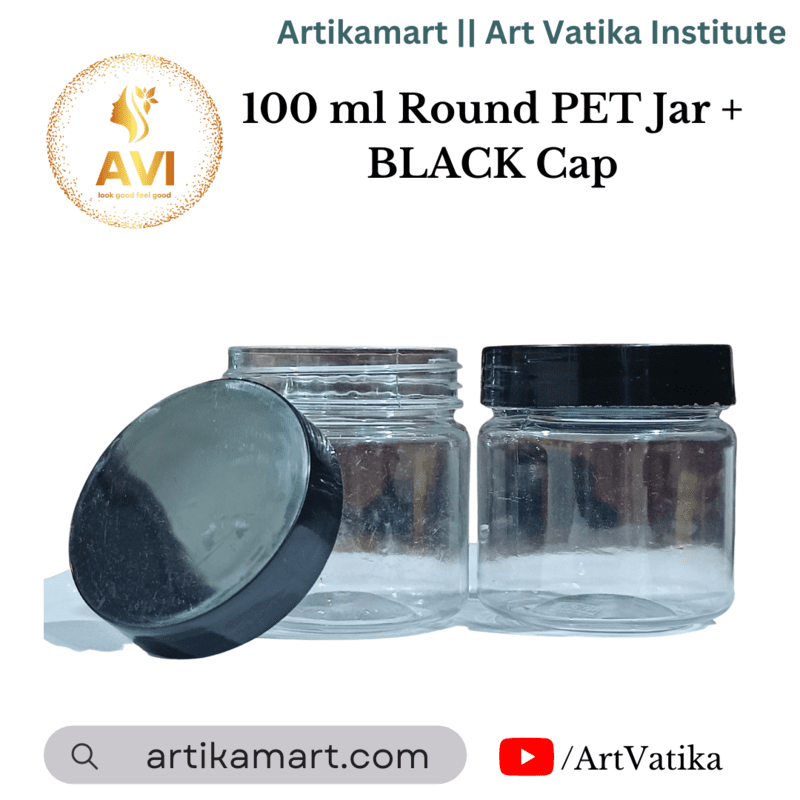 100 ml Round PET Jar + BLACK Cap