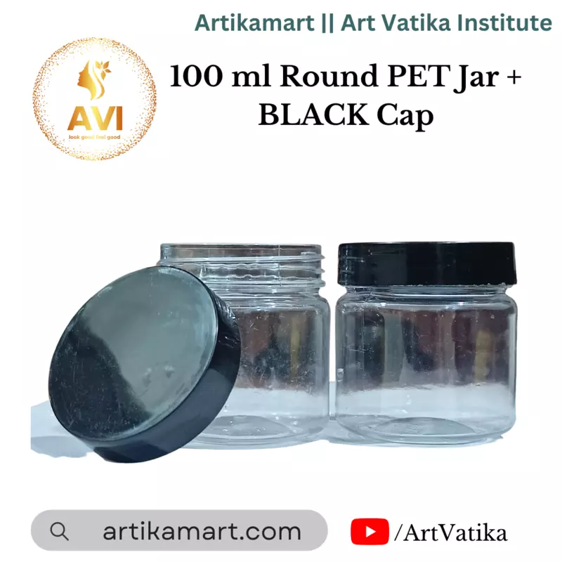 100 ml Round PET Jar + BLACK Cap