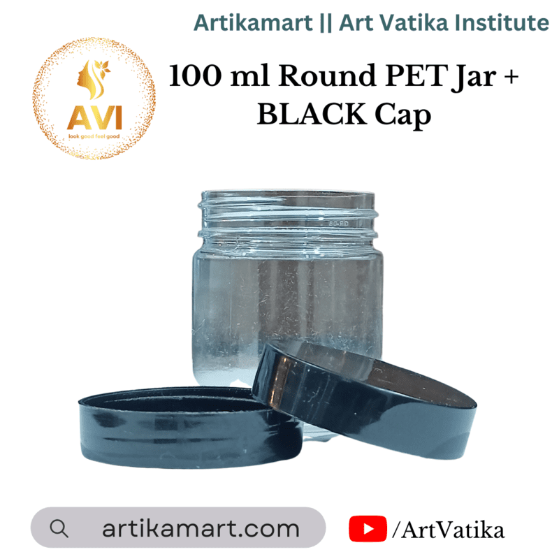 100 ml Round PET Jar + BLACK Cap