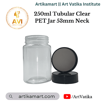 250ml Tubular Pet Jar + BLACK Cap High Neck