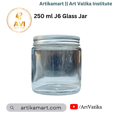 250 ml J6 Glass Jar + SILVER Aluminium Cap