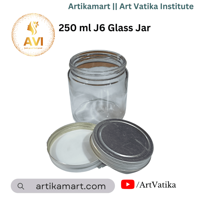 250 ml J6 Glass Jar + SILVER Aluminium Cap