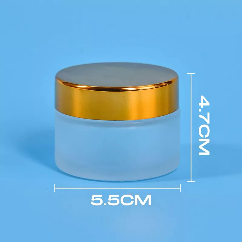 50ml Frosted NEW Glass Jar + GOLD Cap + White Seal