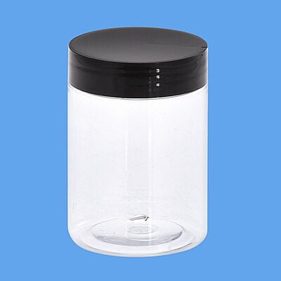 300 ml Round PET Jar + Plastic Black High Neck Cap