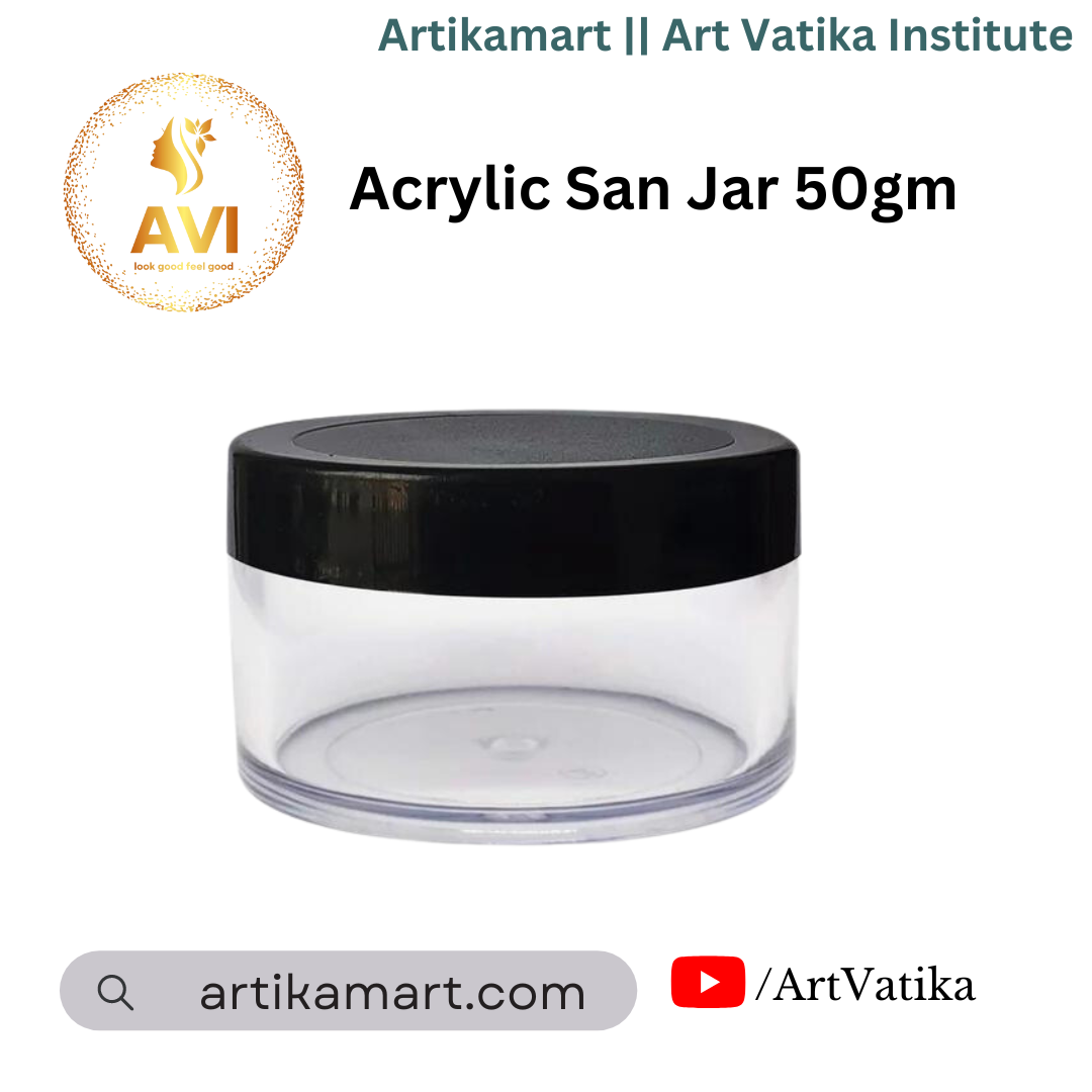 Acrylic San Jar + White Inner + BLACK Cap - 50g