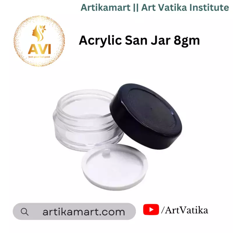 Acrylic San Jar + White Inner + BLACK Cap - 8g