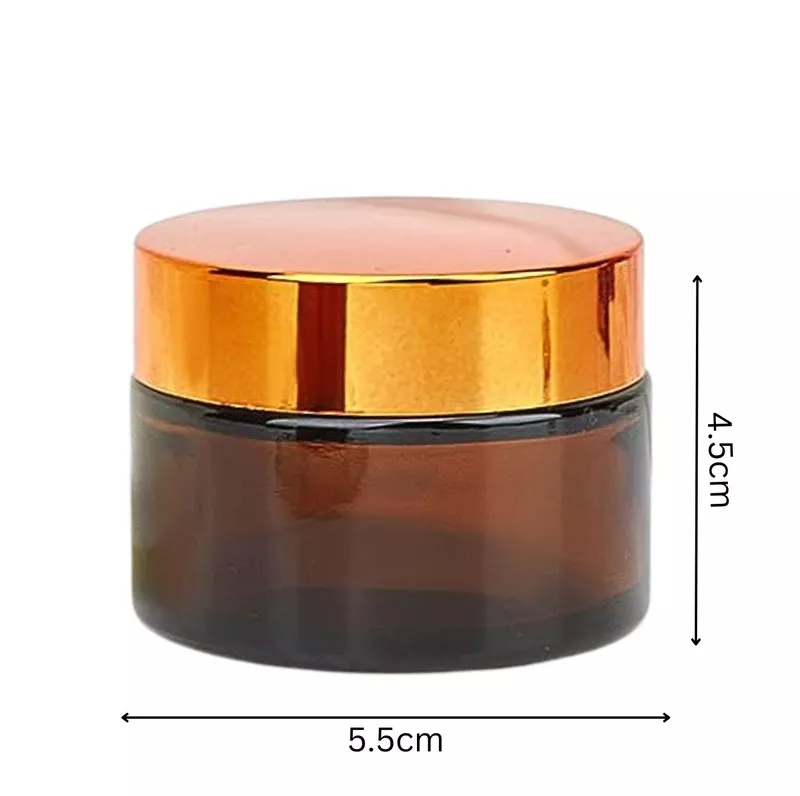 50ml Amber NEW Glass Jar + GOLD Cap + White Seal