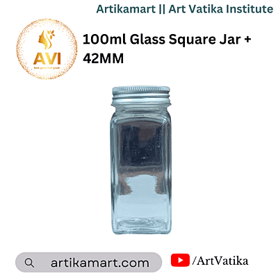100ml Glass Square Jar + 42MM Aluminium Cap
