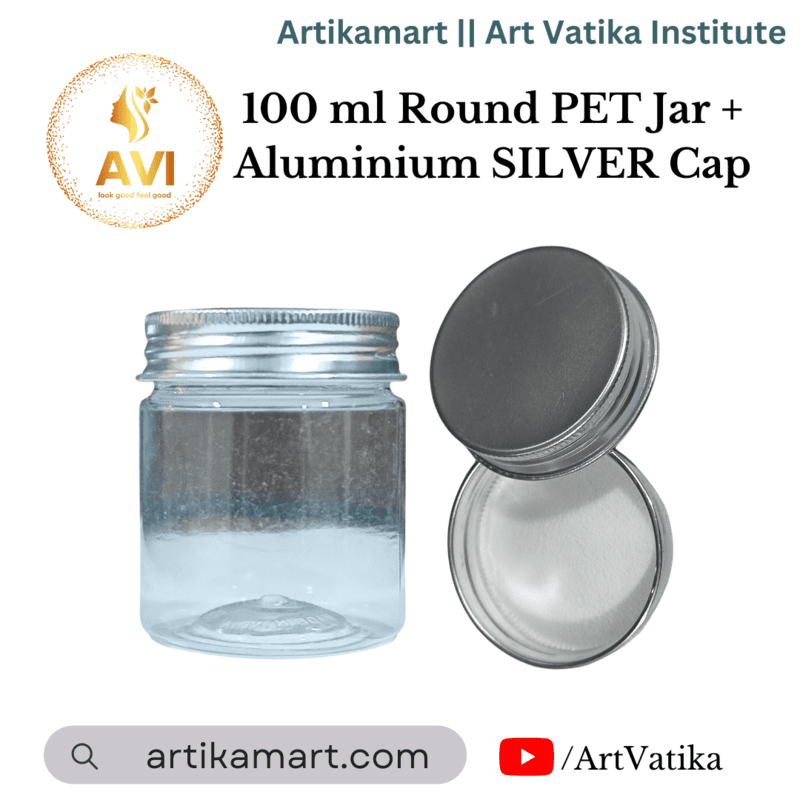 100 ml Round PET Jar + Aluminium SILVER Cap