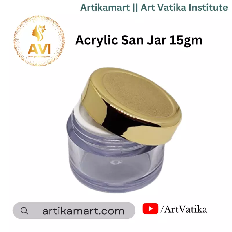 Acrylic San Jar + White Inner + GOLDEN Cap - 15g