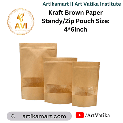 Kraft Brown Paper Standy/Zip Pouch Size: 4*6inch