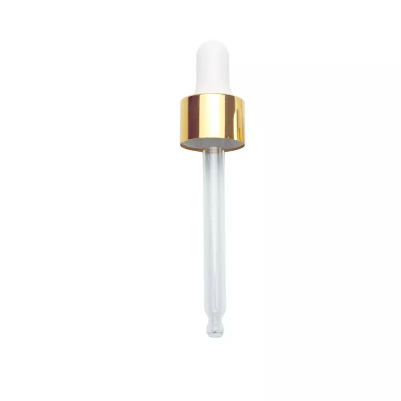 SERUM DROPPER Cap Golden White Glass 18mm NECK