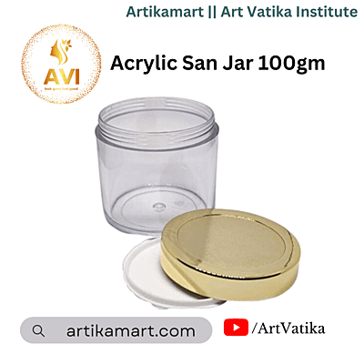 Acrylic San Jar + White Inner + GOLDEN Cap - 100g