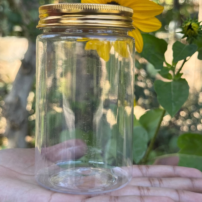 350ml Round PET Jar + 63mm Aluminium Gold Cap