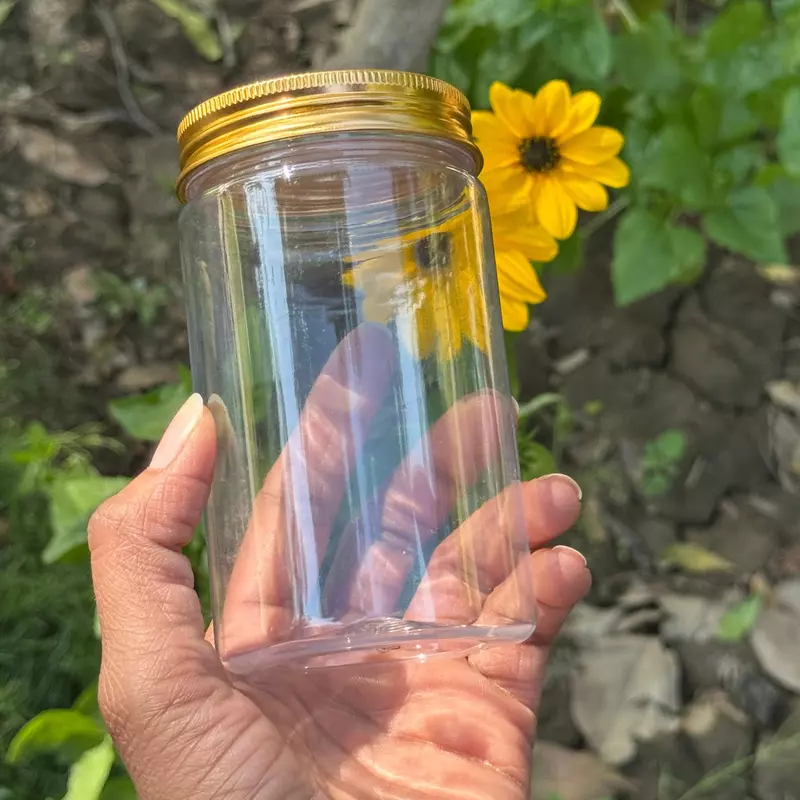 350ml Round PET Jar + 63mm Aluminium Gold Cap