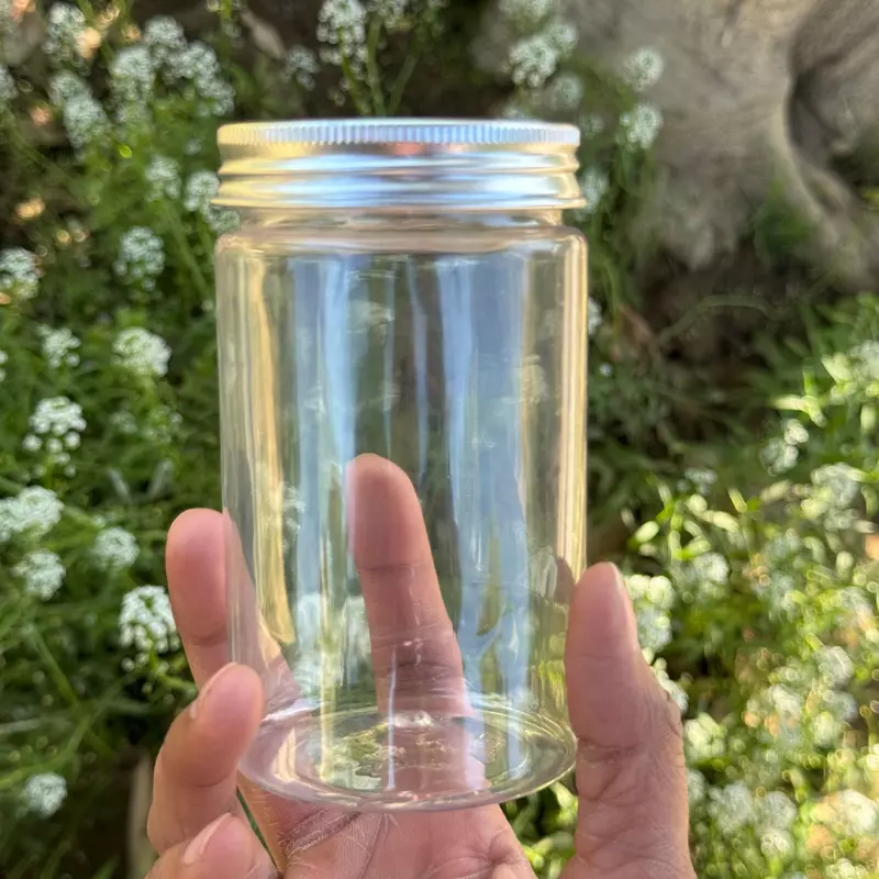 350ml Round PET Jar + 63mm Aluminium SILVER Cap