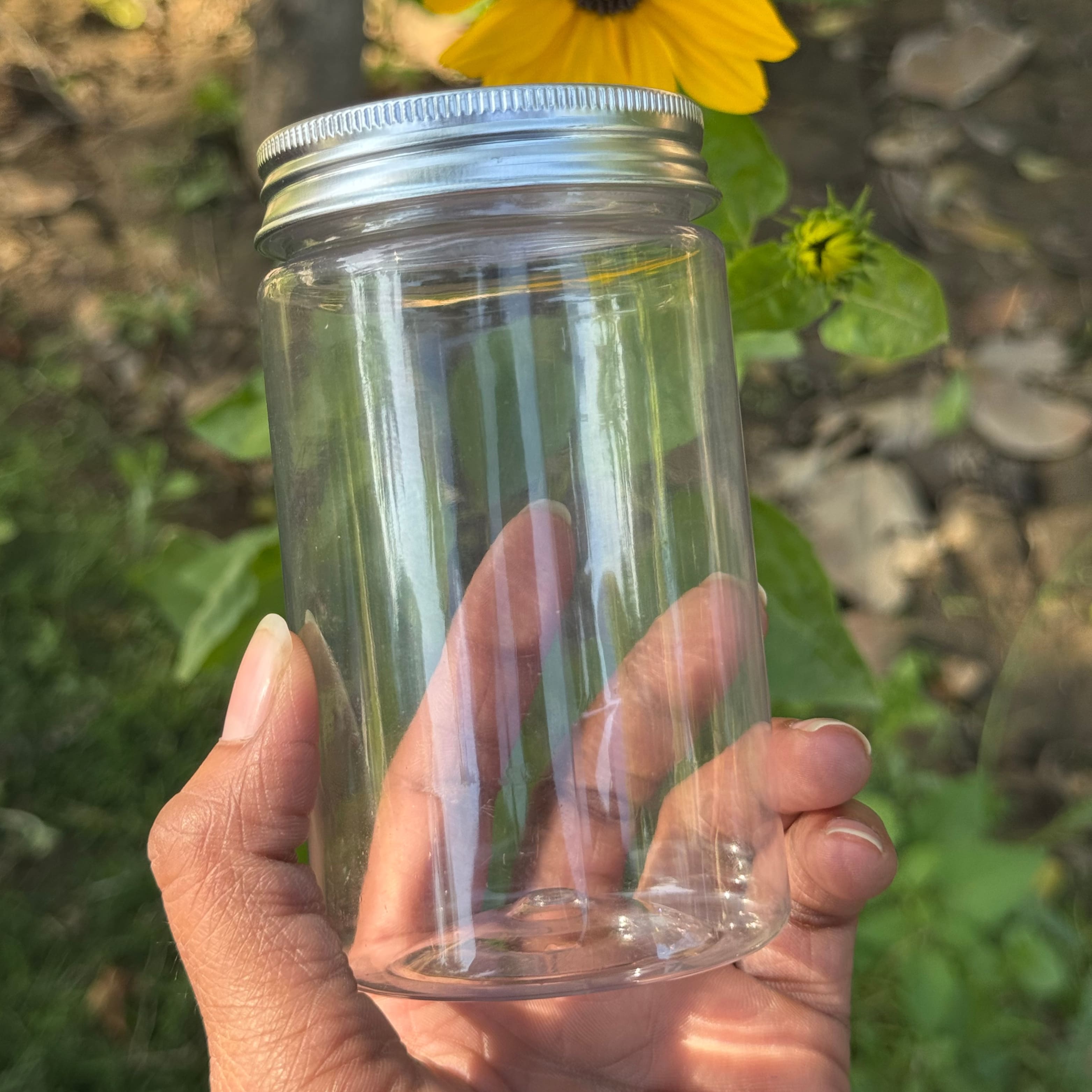350ml Round PET Jar + 63mm Aluminium SILVER Cap