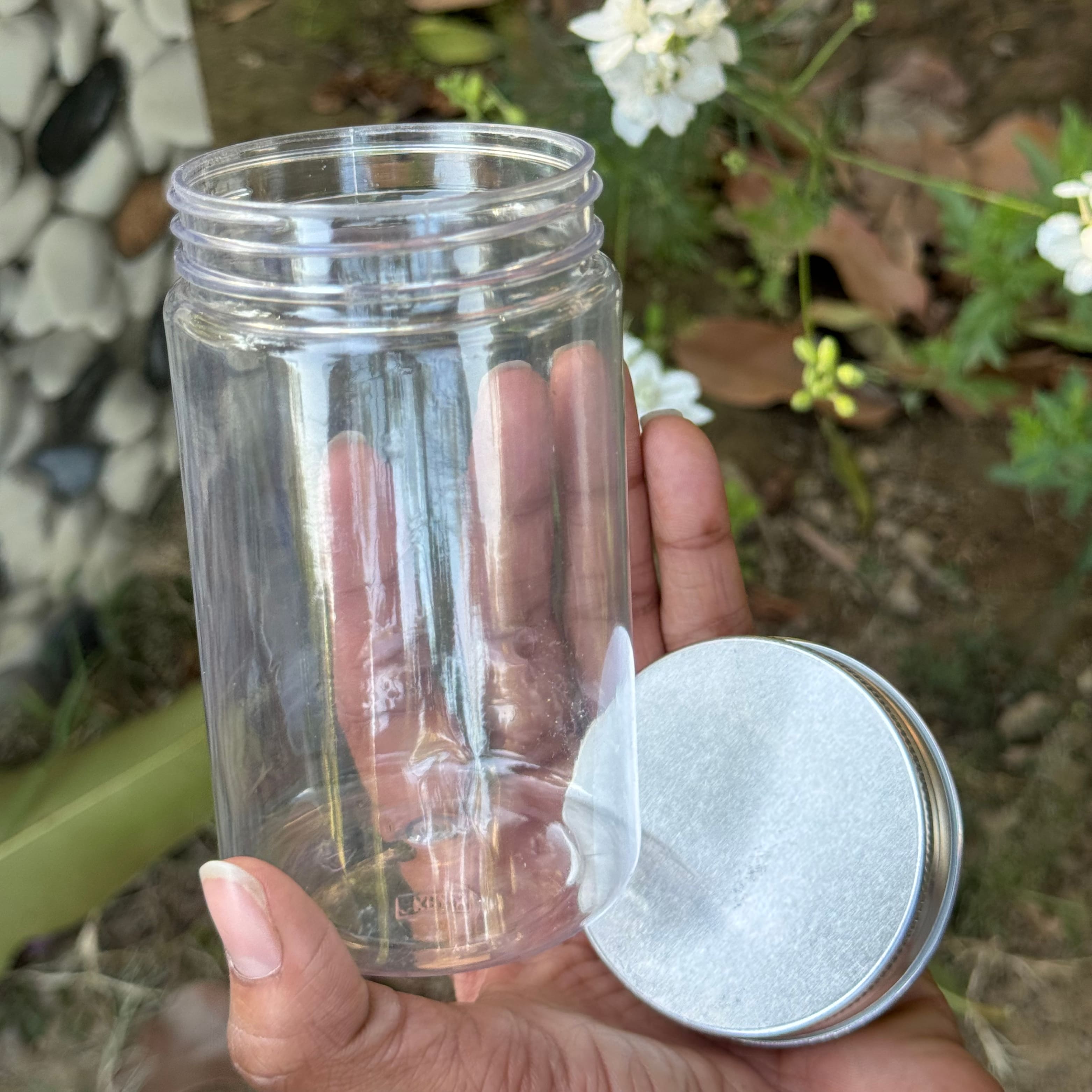 350ml Round PET Jar + 63mm Aluminium SILVER Cap