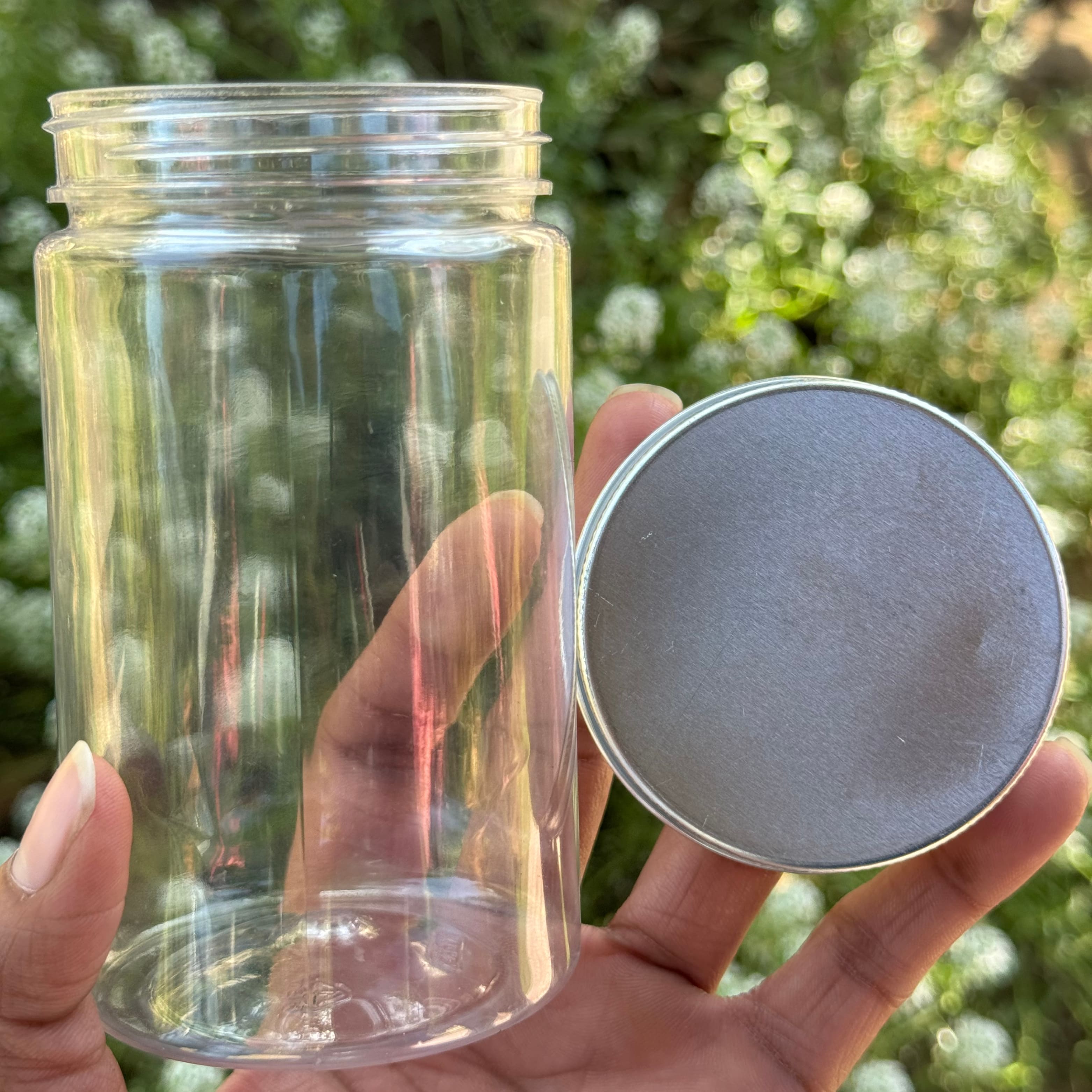 350ml Round PET Jar + 63mm Aluminium SILVER Cap