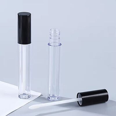 Lipstick - ROUND - Black Cap - 4ml - Tall Container - Acrylic