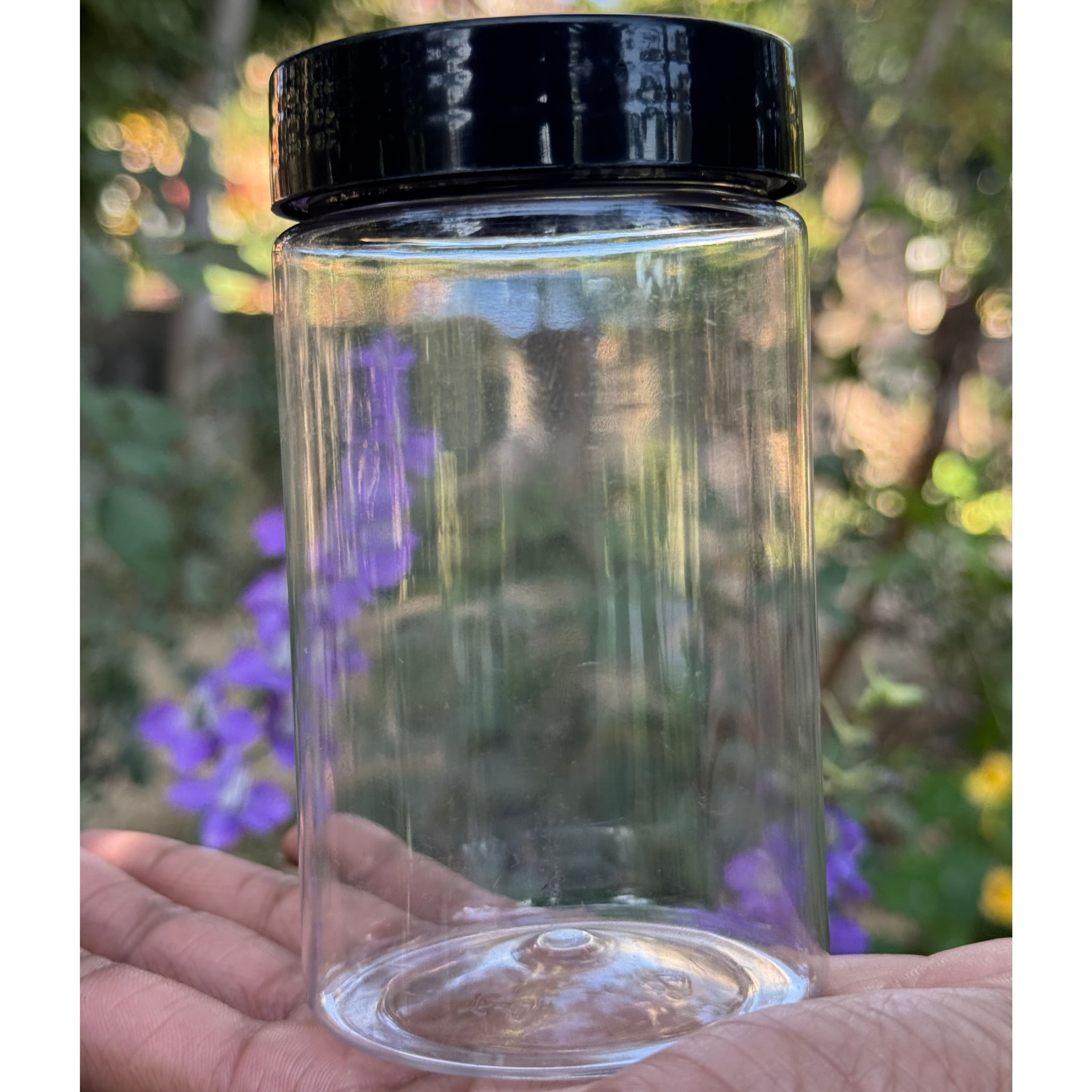 350ml Round PET Jar + 63mm Plastic Black Cap