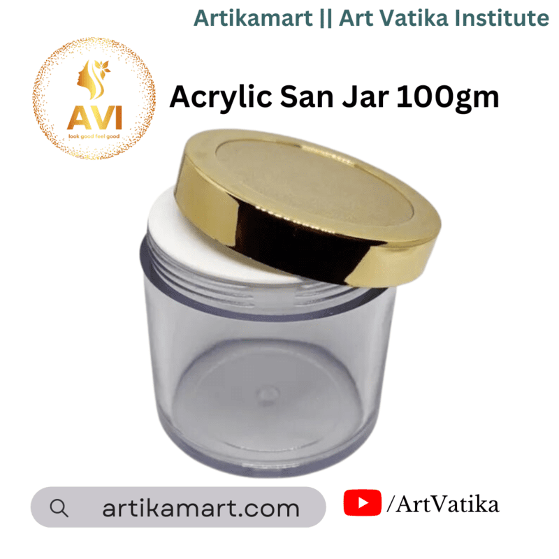 Acrylic San Jar + White Inner + GOLDEN Cap - 100g