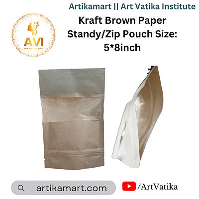 Kraft Brown Paper Standy/Zip Pouch Size: 5*8inch Kraft Brown Paper Standy/Zip Pouch Size: 5*8inch