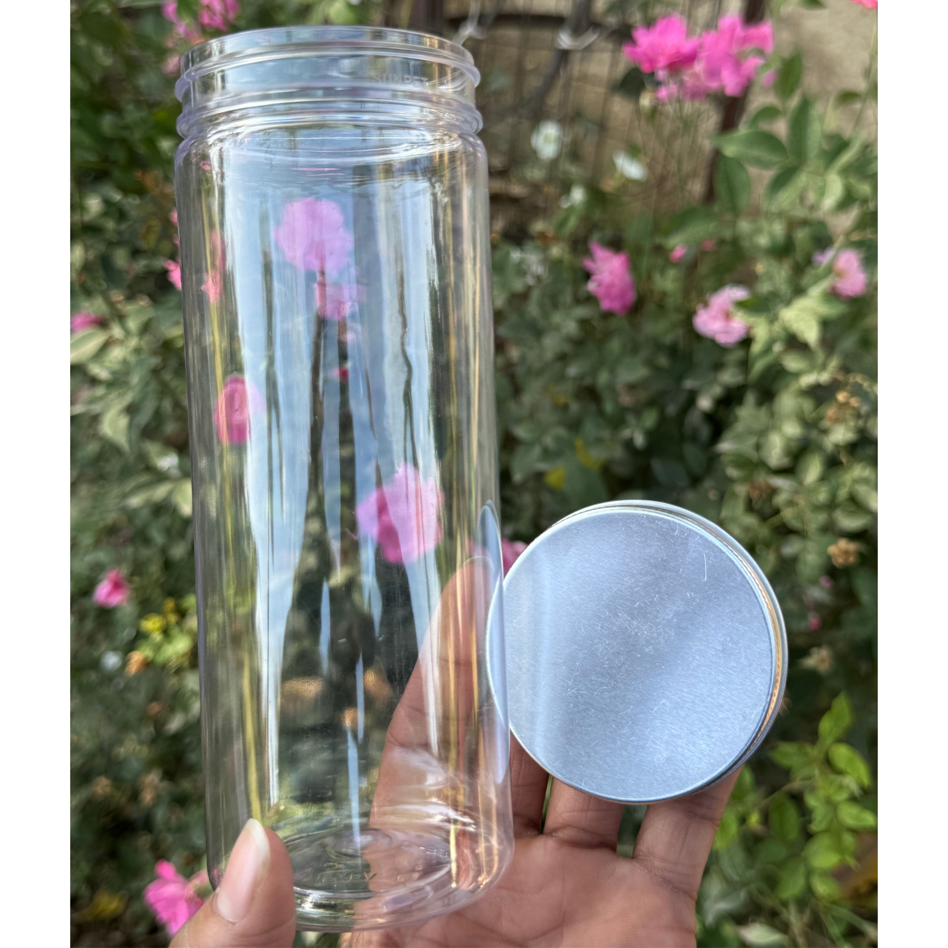 500ml Round PET Jar + 63mm Aluminium SILVER Cap