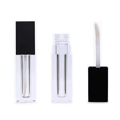 Lipstick - SQUARE - BLACK Cap - 4.5ml - Short FAT Container - Acrylic