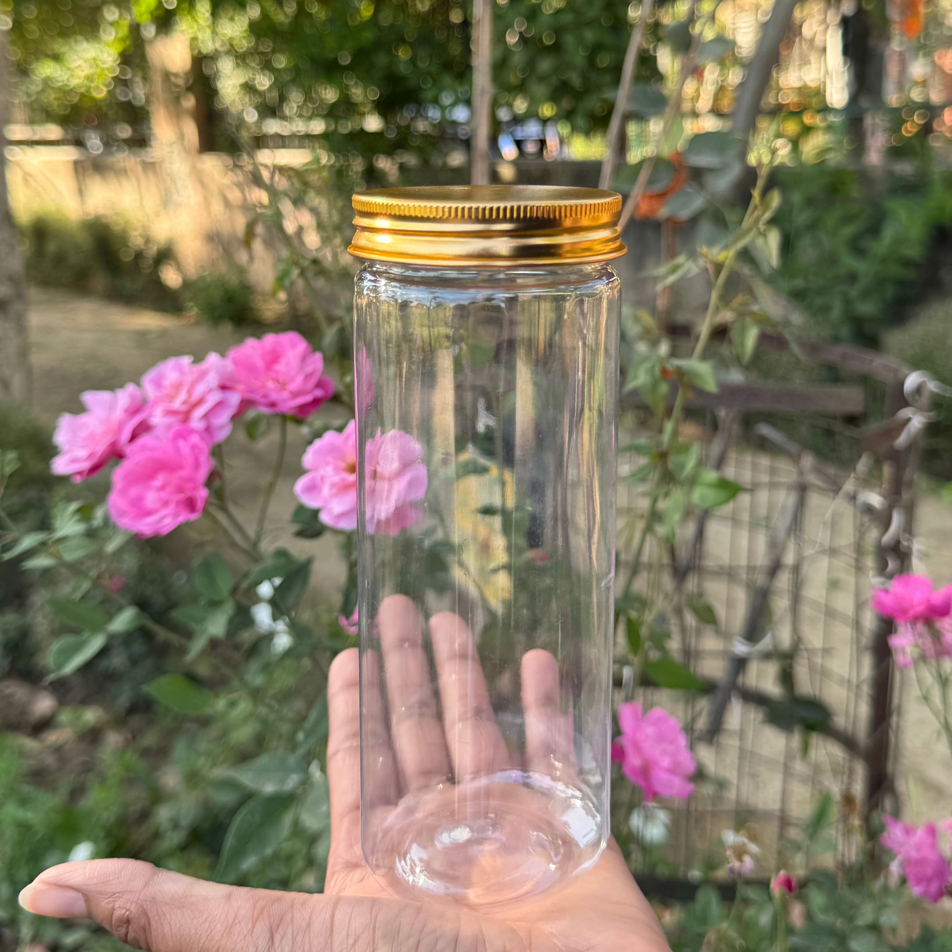 500ml Round PET Jar + 63mm Aluminium GOLD Cap