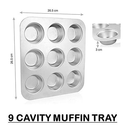 Muffin Mold Tray Aluminium 9 Cavity