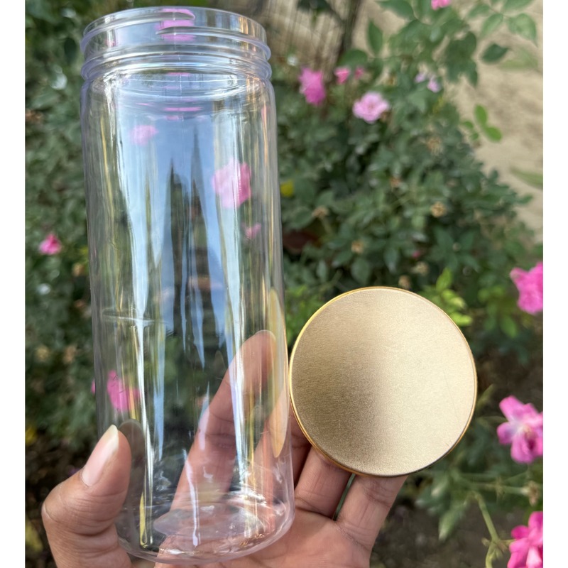 500ml Round PET Jar + 63mm Aluminium GOLD Cap