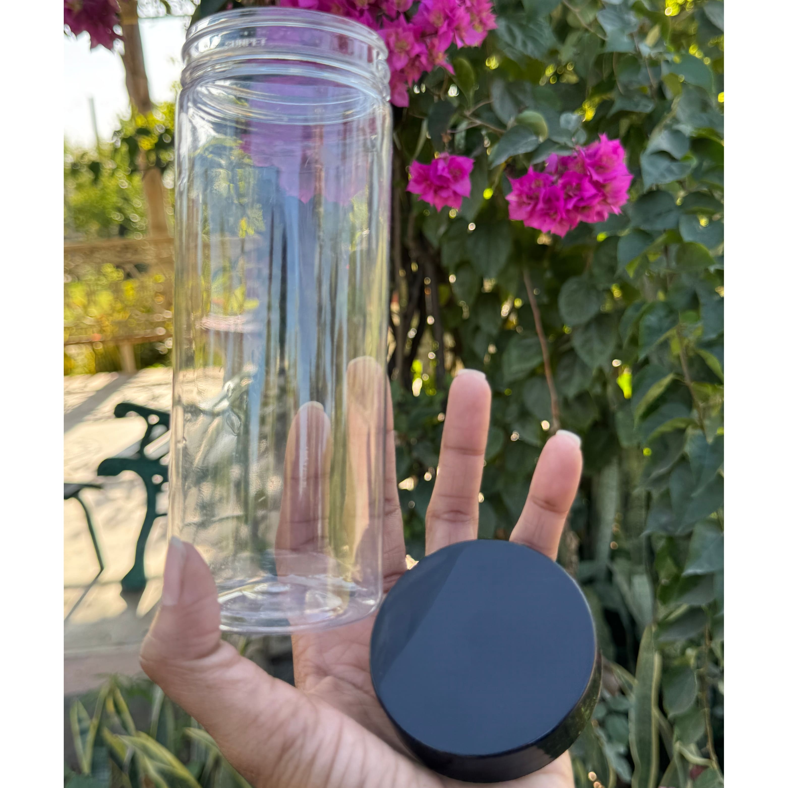 500ml Round PET Jar + 63mm Plastic Black Cap