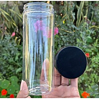 500ml Round PET Jar + 63mm Plastic Black Cap
