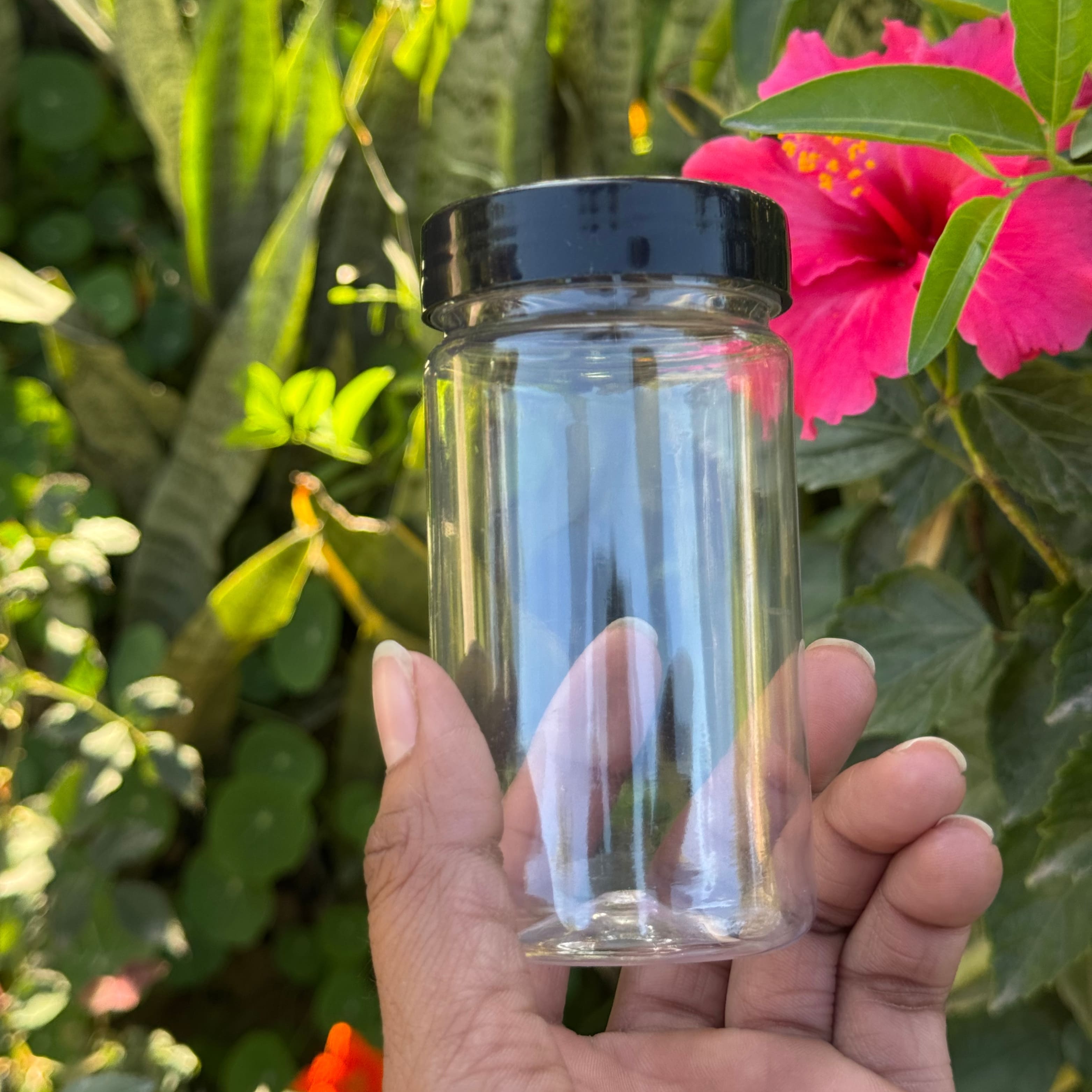 200ml Round PET Jar + 53mm BLACK Cap