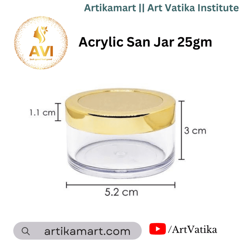 Acrylic San Jar + White Inner + GOLDEN Cap - 25g
