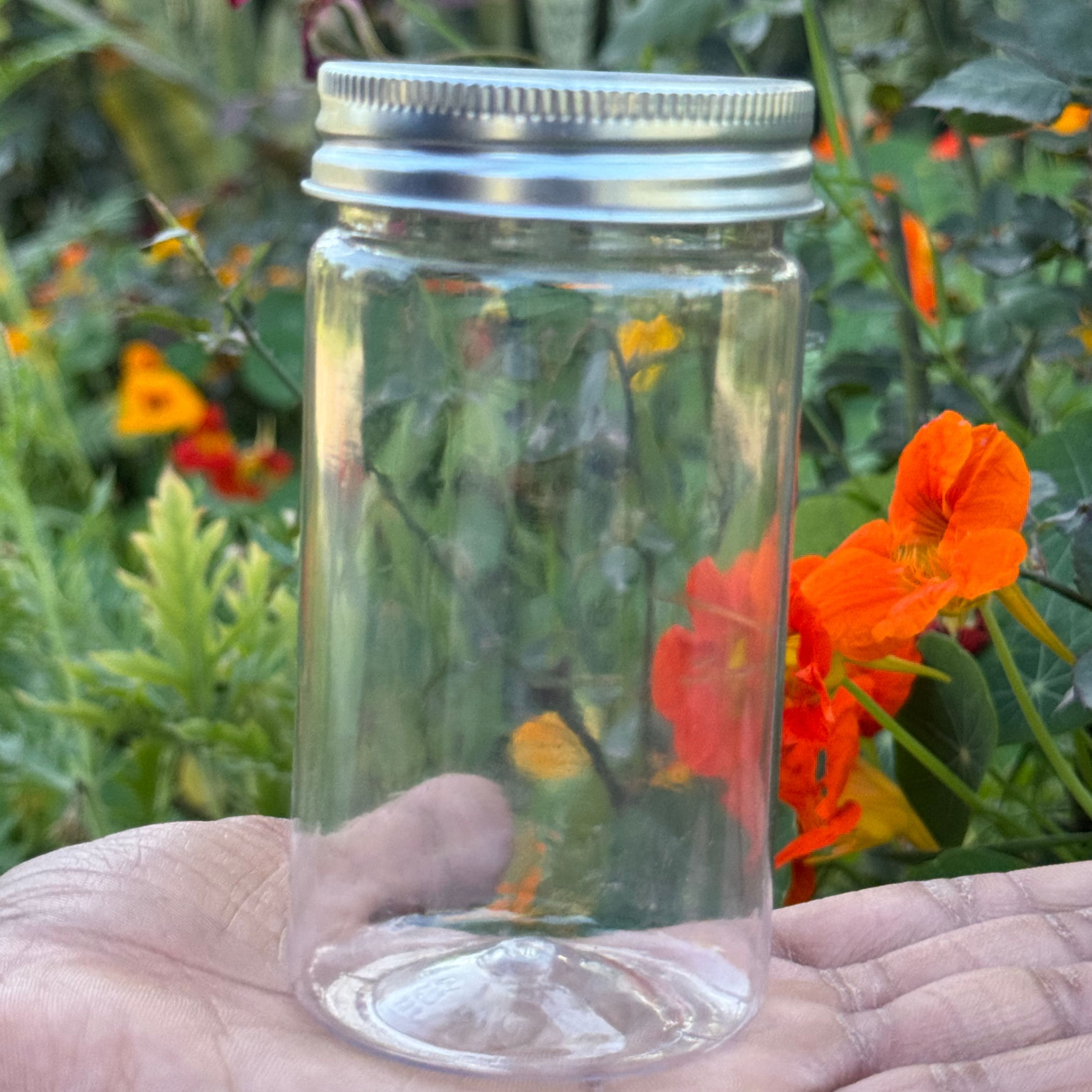 200ml Round PET Jar + 53mm Aluminium SILVER Cap