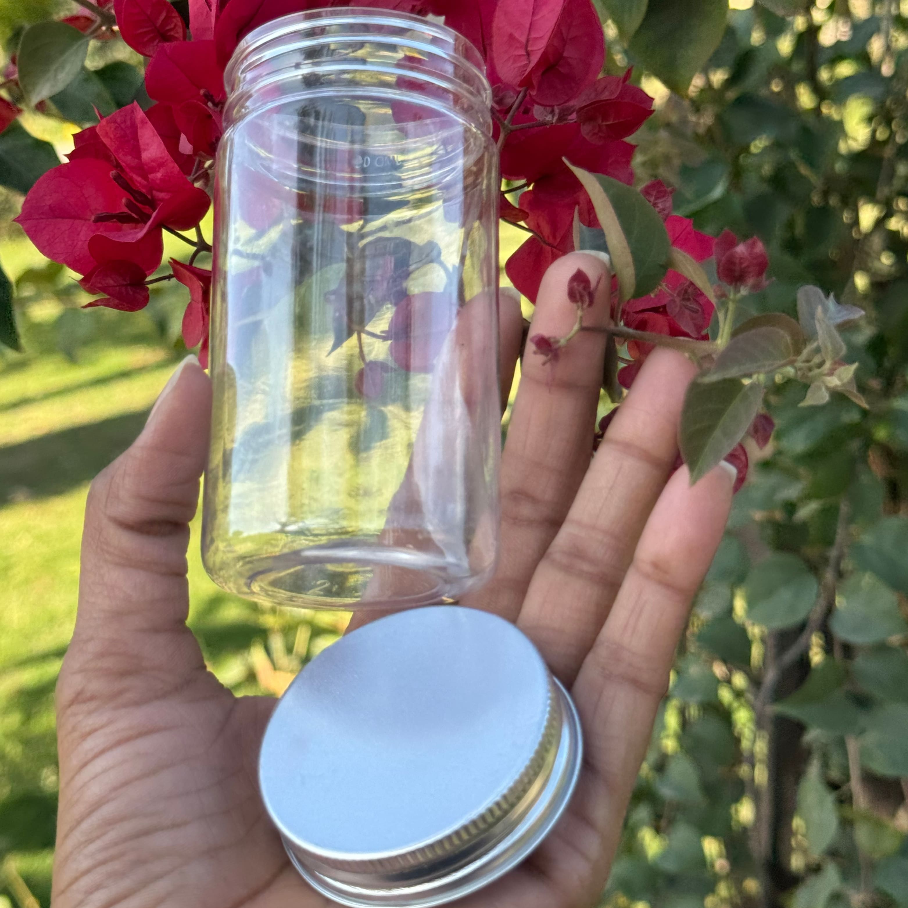 200ml Round PET Jar + 53mm Aluminium SILVER Cap