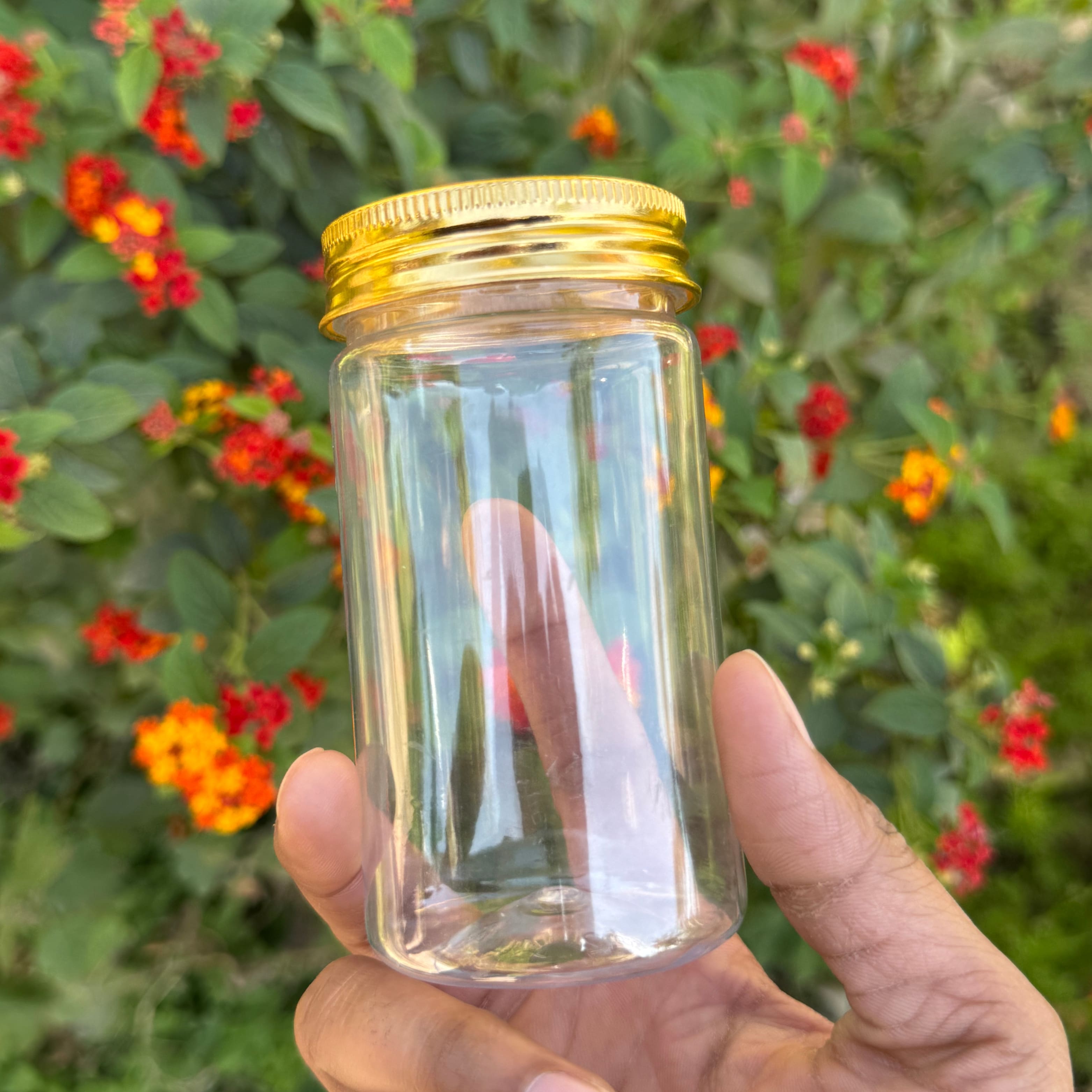 200ml Round PET Jar + 53mm Aluminium Gold Cap