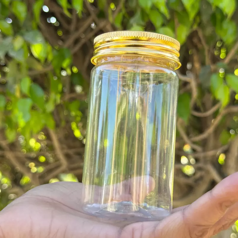 200ml Round PET Jar + 53mm Aluminium Gold Cap