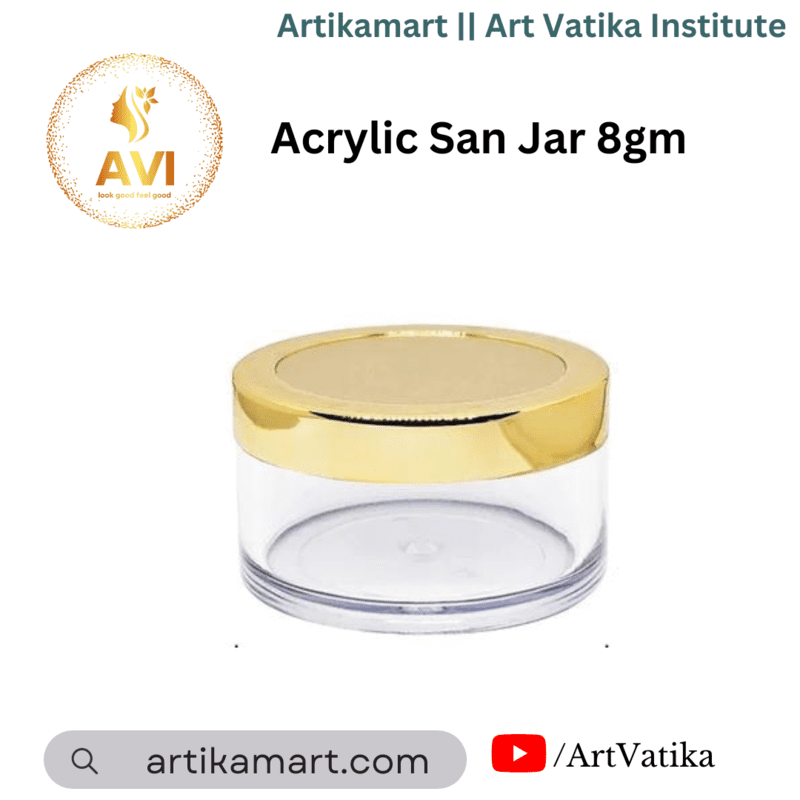 Acrylic San Jar + White Inner + GOLDEN Cap - 8g