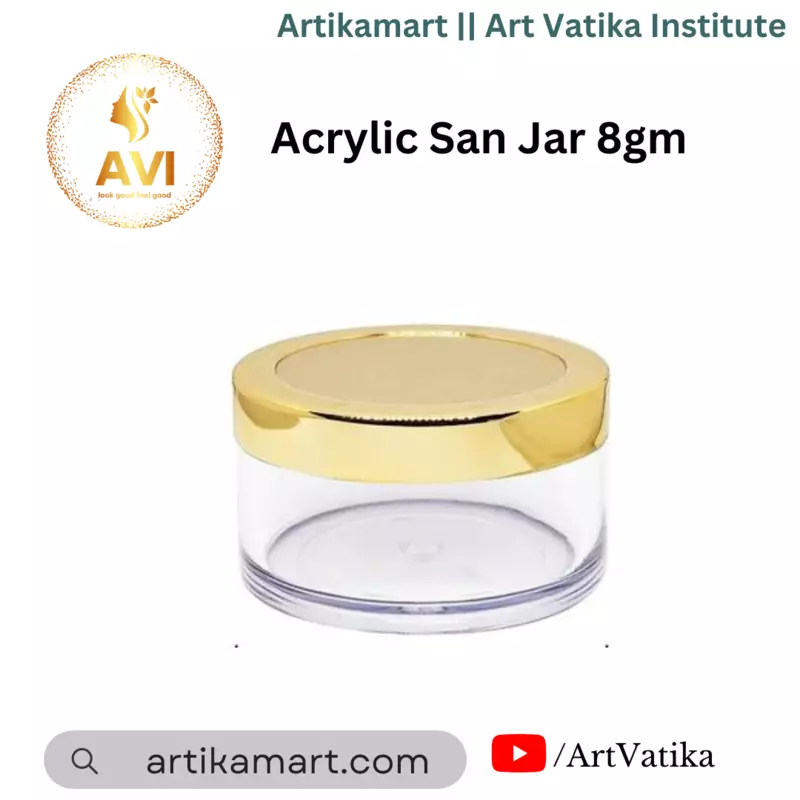 Acrylic San Jar + White Inner + GOLDEN Cap - 8g