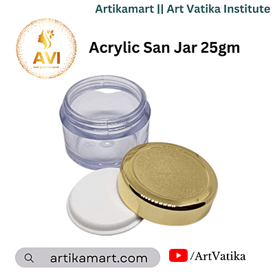 Acrylic San Jar + White Inner + GOLDEN Cap - 25g