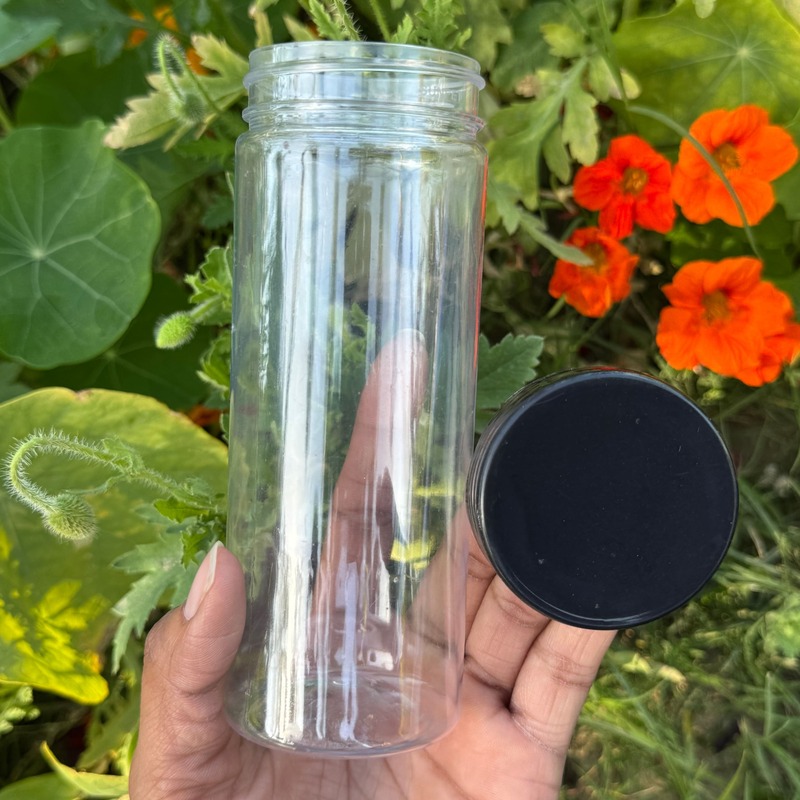 300ml Round PET Jar + 53mm BLACK Cap