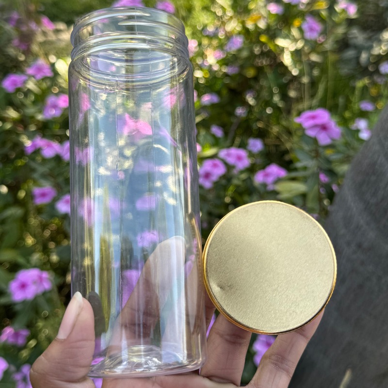300ml Round PET Jar + 53mm Aluminium Gold Cap